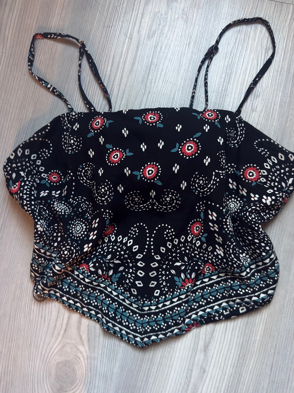 Black Floral Bandana Crop Tank Top - Women